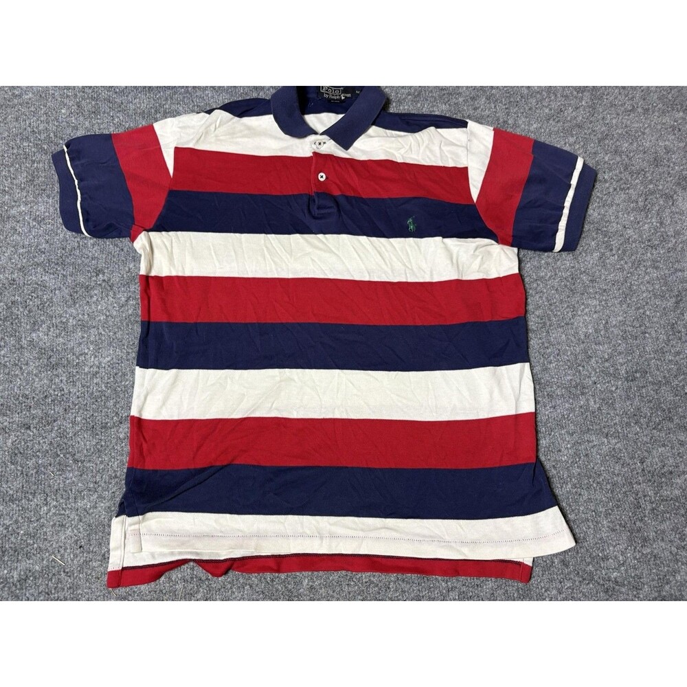 Vintage Polo By Ralph Lauren Polo Shirt Mens M Red White Blue Rugby Stripe USA
